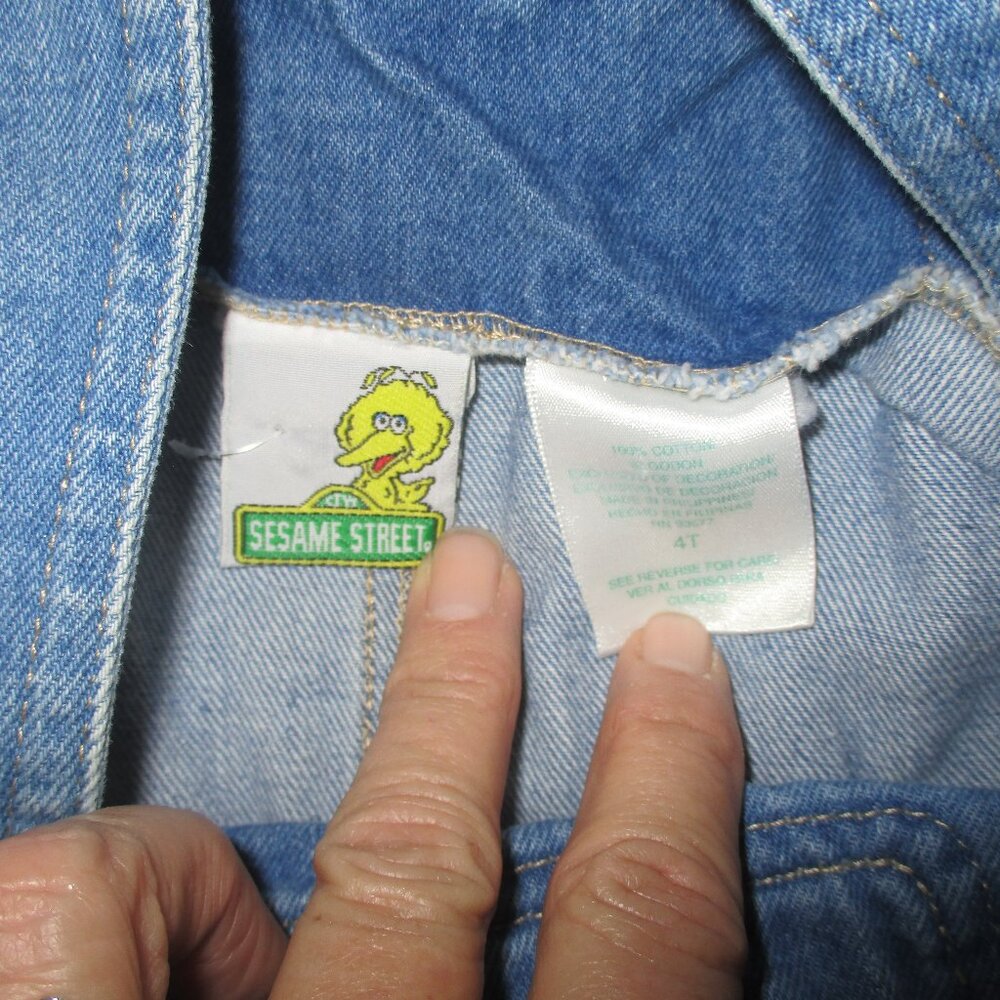 2 pair Y2K Sesame Street ELMO Denim Overalls Sz 4T - Picture 15 of 15
